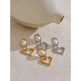 Ione Pearl Heart Drop Earrings – Elegant & Hypoallergenic Jewelry | Huna Jewelry