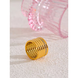 Yvette Wide Ring – 18K Gold Plated Cubic Zirconia Modern Chic Jewelry | Huna Jewelry
