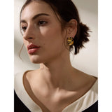 Delphine Square Stud Earrings – Glossy Layered Stainless Steel | Huna Jewelry