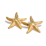 Barbara Starfish Stud Earrings – Large, Smooth & Polished Design | Huna Jewelry