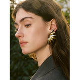 Flo Geometric Flower Petal Stud Earrings – Bold & Smooth Design | Huna Jewelry