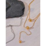 Camilla Layered Y Necklace – Long Chain with Round Beads, Simple & Elegant | Huna Jewelry