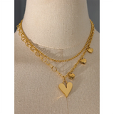 Maeve Heart Charm Necklace – Double Layer Waterproof & Chic Jewelry | Huna Jewelry