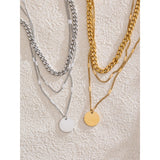 Leilani Layered Necklace – Triple Chain with Round Pendant Waterproof | Huna Jewelry