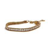 Nimue Shiny Cubic Zirconia Chain Bracelet – Elegant & Waterproof | Huna Jewelry