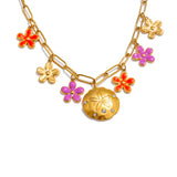 Maria Flower Charm Necklace – Colorful Pendant Design, Waterproof Jewelry | Huna Jewelry