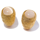 Illiana C Huggie Stud Earrings – Vintage Style with Natural Stone | Huna Jewelry