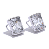 Finn Colored Rectangle Stud Earrings – Bold & Modern Style | Huna Jewelry