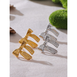 Madeline Pleated Bowknot Ribbon Stud Earrings – Elegant Feminine Detail | Huna Jewelry