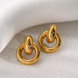 Hollow Circle Stainless Steel Stud Earrings – Minimalist Elegance | Huna Jewelry