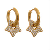 Marissa Star Drop CZ Hoop Earrings – Celestial Elegance | Huna Jewelry