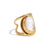 Leora Oval Natural Stone Ring – Classic & Timeless Jewelry | Huna Jewelry