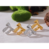 Madeline Pleated Bowknot Ribbon Stud Earrings – Elegant Feminine Detail | Huna Jewelry