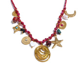 Cressida Red Rope Braided Charm Necklace – Trendy & Stylish Accessory | Huna Jewelry