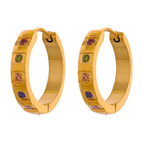 Lucy Hoop Earrings – Colorful Cubic Zirconia & Waterproof Design | Huna Jewelry