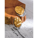 Fiona Two-Tone Round Stud Earrings – Modern & Elegant Style | Huna Jewelry