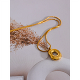 Elara Irregular Round Hollow Pendant Necklace – Modern & Chic | Huna Jewelry