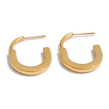 Kourtney Minimalist U-Shape Huggie Earrings – Sleek Everyday Elegance | Huna Jewelry