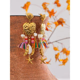 Holland Heart & Seashell Starfish Earrings – Beach-Inspired Dangles | Huna Jewelry