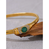 Scarlett Green Stone Choker – Sleek & Modern Statement Necklace | Huna Jewelry