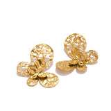 Annabelle Gold Butterfly Earrings & Cuff Ring – Elegant Jewelry Set | Huna Jewelry
