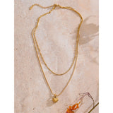 Claire Layered Necklace – Double Chain with Heart Drop Pendant Waterproof | Huna Jewelry
