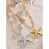 Finley Starfish & Pearl Layered Necklace – Beach-Inspired Chic | Huna Jewelry