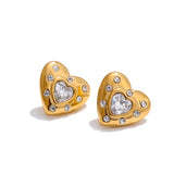 Chiara Heart Stud Earrings – Waterproof & Trendy Jewelry | Huna Jewelry