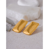 Leah Rectangular Stud Earrings – Glossy, Bold & Waterproof Design | Huna Jewelry