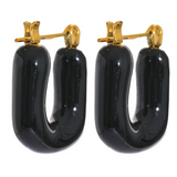 Kathleen Candy Pop Y2K Hoop Earrings – Chunky Enamel Squares in Vibrant Colors | Huna Jewelry