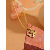 Eula Heart Pendant Necklace – Vintage Waterproof Jewelry with Floral Detail | Huna Jewelry
