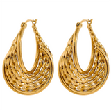Brianna Twisted Hoop Earrings – Hollow, Textured & Waterproof | Huna Jewelry