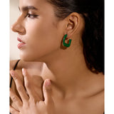 Harley Verde Square Hoop Earrings – Bold & Trendy Geometric Jewelry | Huna Jewelry