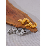 Maya Twisted Geometric Stud Earrings – Bold & Glossy Statement | Huna Jewelry