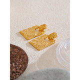 Jayla Rectangle Drop Earrings – Textured & Tarnish Resistant Style | Huna Jewelry