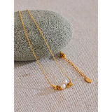 Aza Pearl Flower Necklace – 18K Gold Stainless Steel Chain Jewelry | Huna Jewelry