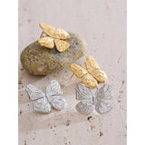 Ivy Butterfly Stud Earrings – Textured & Waterproof Design | Huna Jewelry