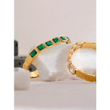 Myla Green & White Bangle Bracelet – Waterproof, Timeless & Elegant | Huna Jewelry