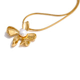 Bryony Flower Pearl Pendant Necklace – Tarnish-Free & Elegant | Huna Jewelry
