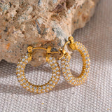 Paloma Hoop Earrings – Gold Plated Hoop with Mini Zirconia Stones | Huna Jewelry