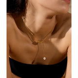 Angelina Y-Drop Necklace – Gold Beads & Single Pearl for an Elegant Look | Huna Jewelry