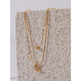 Aria Moon and Bead Pendant Layered Necklace – Trendy Statement Jewelry | Huna Jewelry