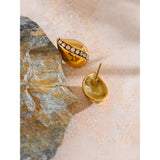 Small Gold Teardrop Earrings with Stones – Elegant Everyday Jewelry | Huna Jewelry