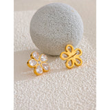 Dalia Cubic Zirconia Flower Stud Earrings – Waterproof, Elegant & Dazzling | Huna Jewelry