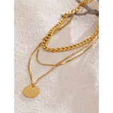 Leilani Layered Necklace – Triple Chain with Round Pendant Waterproof | Huna Jewelry