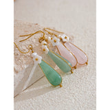 Hannah Lumi Stone Drop Earrings – Elegant Vintage-Inspired Jewelry | Huna Jewelry