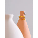 Aiza Geometric Open Cuff Ring – Adjustable Two-Tone Chic Jewelry | Huna Jewelry