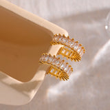 Millie CZ C Hoop Earrings – Elegant Waterproof Bling Jewelry | Huna Jewelry