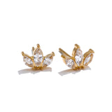 Paige Cubic Zirconia Flower Stud Earrings – Dainty & Waterproof | Huna Jewelry