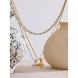 Claire Layered Necklace – Double Chain with Heart Drop Pendant Waterproof | Huna Jewelry
